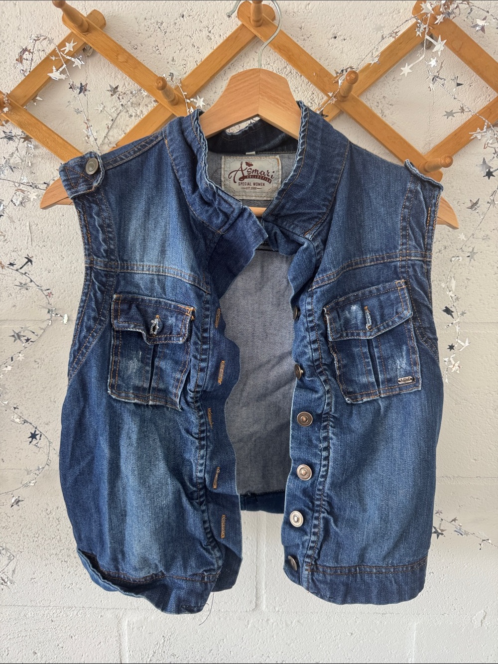 Cropped Denim Vest